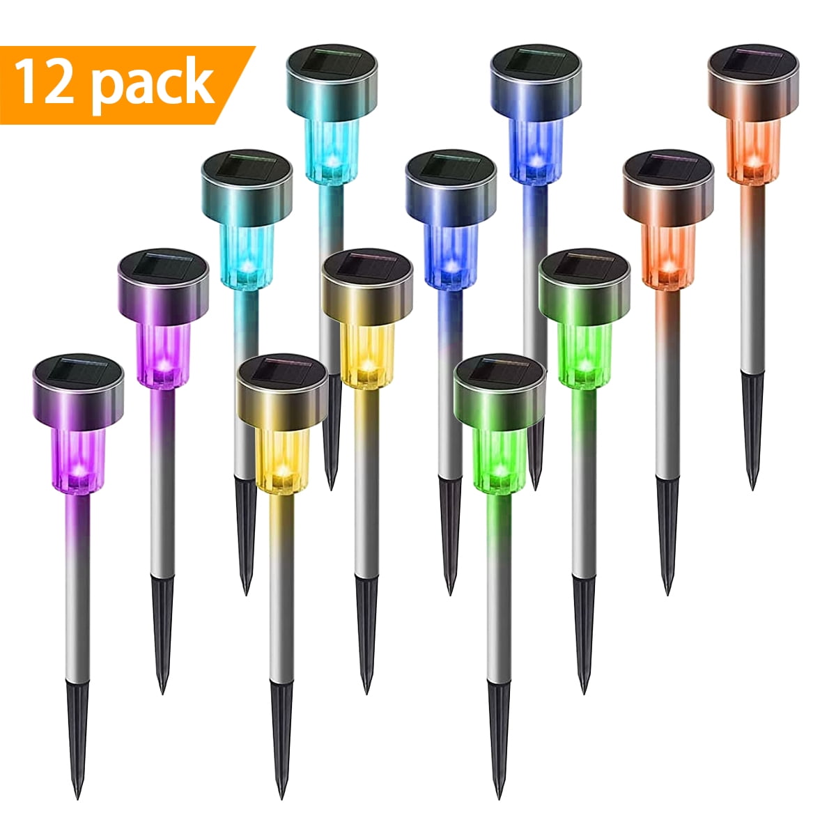 12Pack Multicolor Solar Lights Outdoor Christmas Yard Decoration