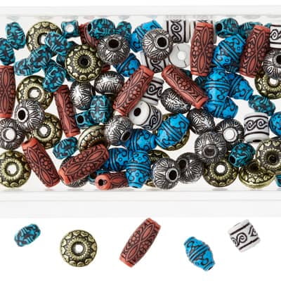 Bead Landing Multicolored Etched Crafting Beads, 12 Pack