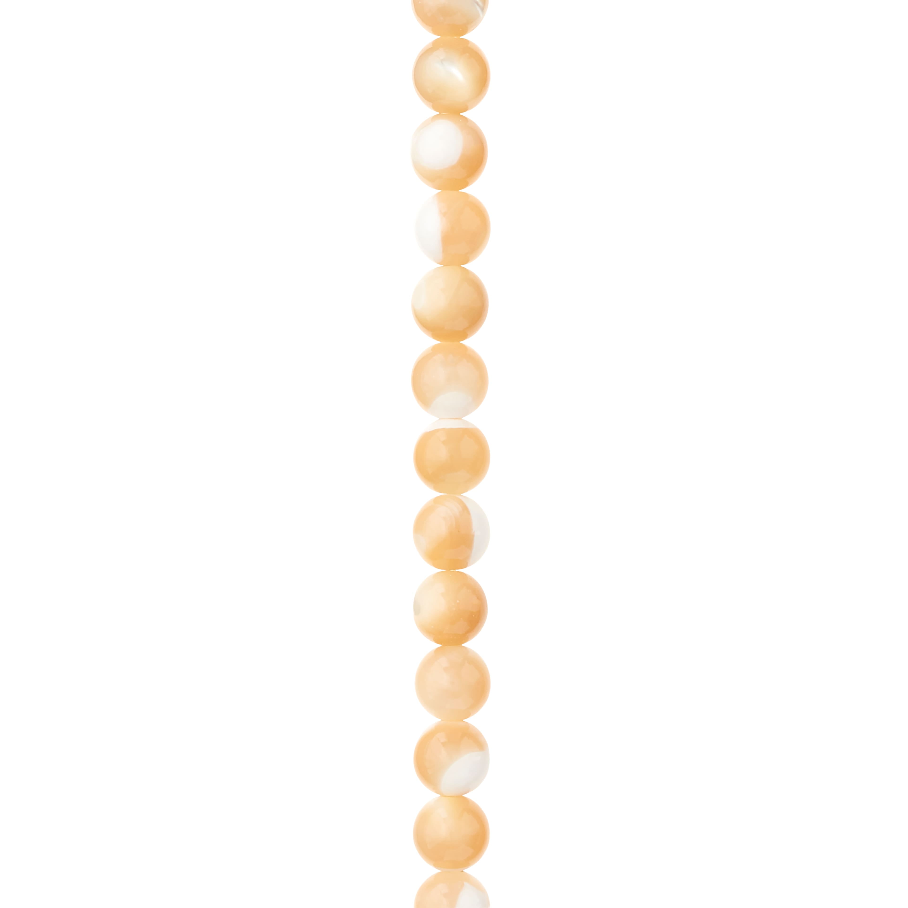 Bead Landing Natural Amber Mother of Pearl Round Beads, 6mm, 12 Pack
