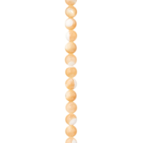 Bead Landing Natural Amber Mother of Pearl Round Beads, 6mm, 12 Pack