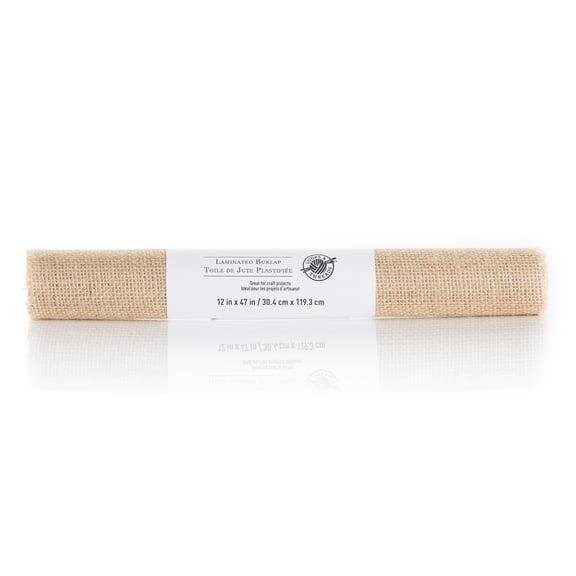 Loops & Threads Natural Laminated Burlap Fabric Roll, 12 Pack