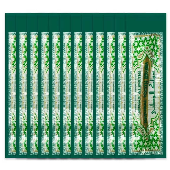 12 Pack Natural Miswak Toothbrushes, Organic Wooden Miswak Sticks, Vacuum Sealed Natural Flavored Chew Sticks for Oral Health (Green)