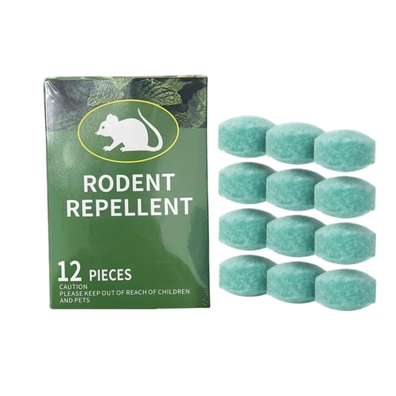 12 Pack Natural Peppermint Rodent Repellent Tablets Plant-Based Mouse & Rat Deterrent, Long-Lasting Indoor/Outdoor Pest Control for Attic, Garage, Warehouse & Yard (Non-Toxic, Safe)