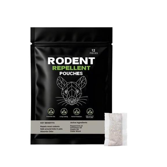 12 Pack Natural Rodent Repellent Pouches,Peppermint Cinnamon Cedarwood Plant-Based Mouse Rat Deterrent,Long-Lasting 90 Days Indoor Outdoor Pest Control for Home Basement Car Barn,Safe for Kids & Pets