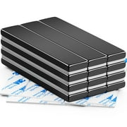 FINDMAG 6 Pack Powerful Neodymium Bar Magnets Rare Earth Magnet Bar, Strong Bar Magnets Neodymium Magnets with Double Sided Adhesive - 60 x 10 x 3 mm