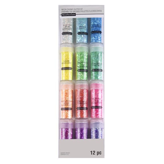Recollections Neon Chunky Glitter Set, 12 Pack