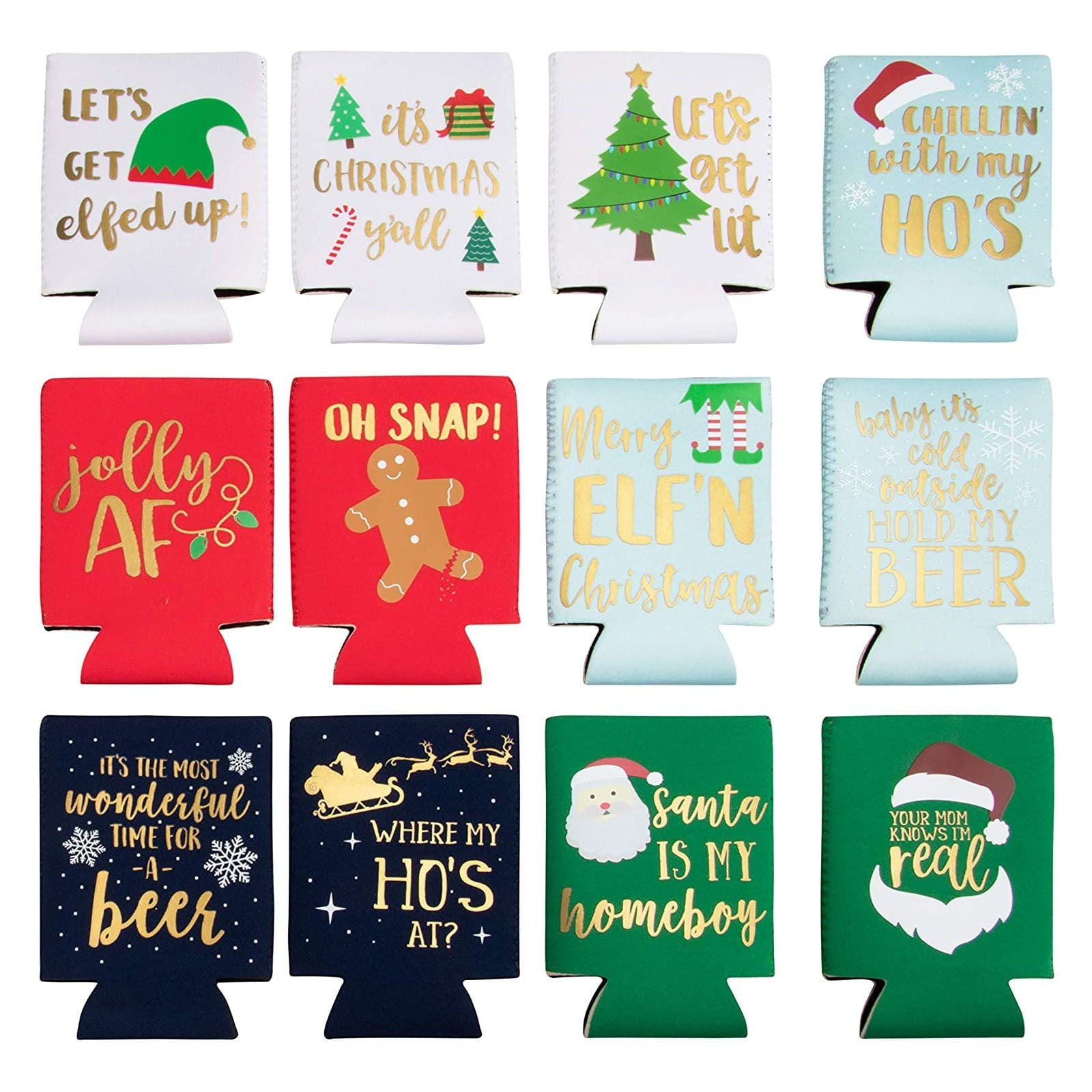 12Pack Neoprene Insulated Drink Koozie Covers, 12 oz, Ideal for