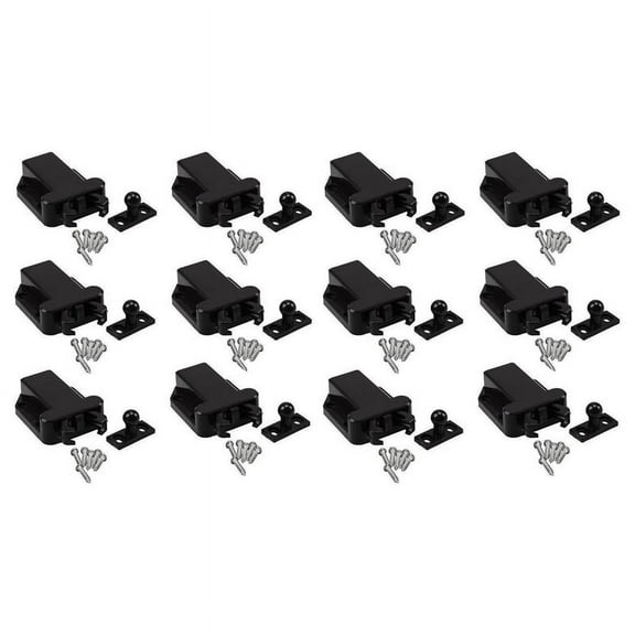 12-Pack Non-Magnetic Push to Open Catch Lock Drawer Cabinet Catch Latch Cupboard Bedroom,12 x Push To Open Cabinet Catch(With matching screws),black