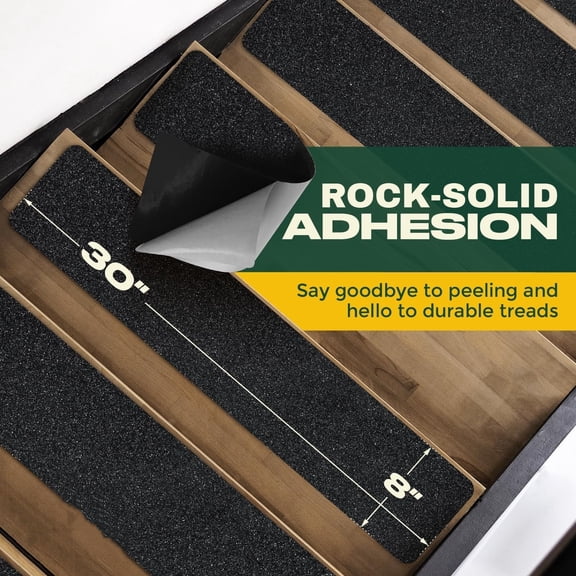 12-Pack Non-Slip Outdoor Stair Treads - Anti Slip 8" X 30" Grip Tape Adhesive Strips - Heavy Duty Traction for Steps, Staircase, Deck