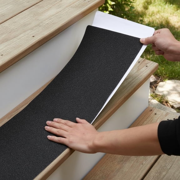 12-Pack Non-Slip Outdoor Stair Treads - Anti Slip 8" X 30" Grip Tape Adhesive Strips - Heavy Duty Traction for Steps, Staircase, Deck