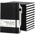 thumbnail image 1 of 12 Pack Notebooks Journals Bulk with 12 Black Pens, Feela A5 Hardcover Notebook Classic Ruled Journal Set with Pen Holder, 120 GSM, 5.1"x8.3", Black, 1 of 7