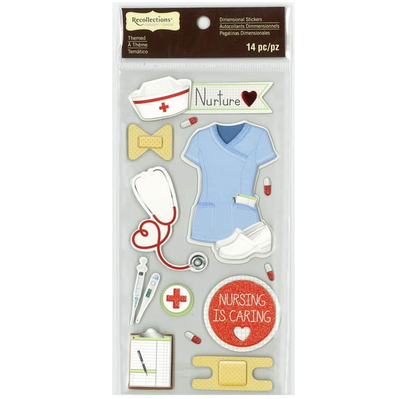 Recollections Nurse Dimensional Stickers Signature, 12 Pack