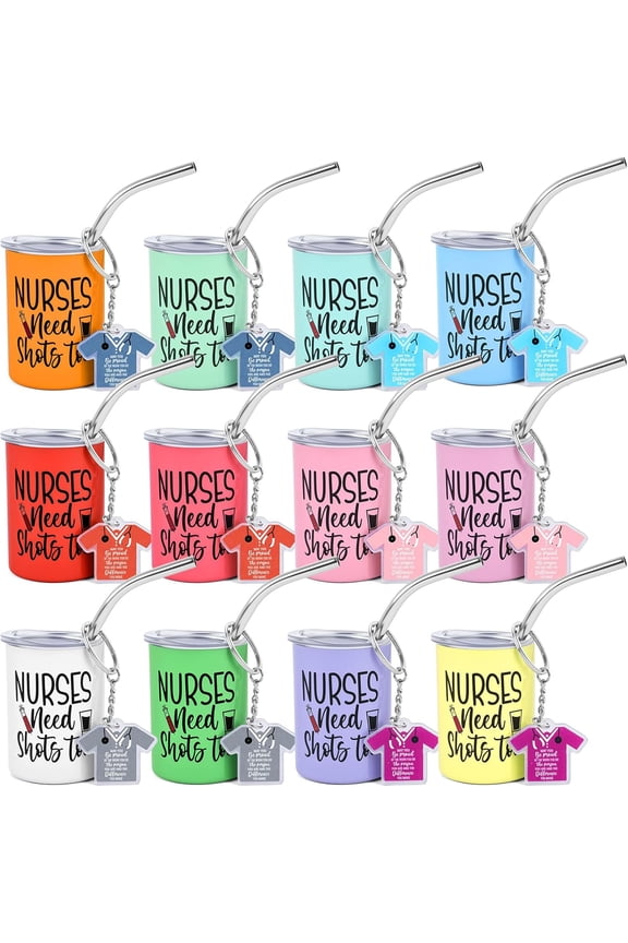 12 Pack Nurse Week Appreciation Gifts Include 12 Coffee Mugs 12 Keychain Mini Stainless Steel Tumbler with Keychain for Nursing Students Graduation Gift Funny Birthday School Gift