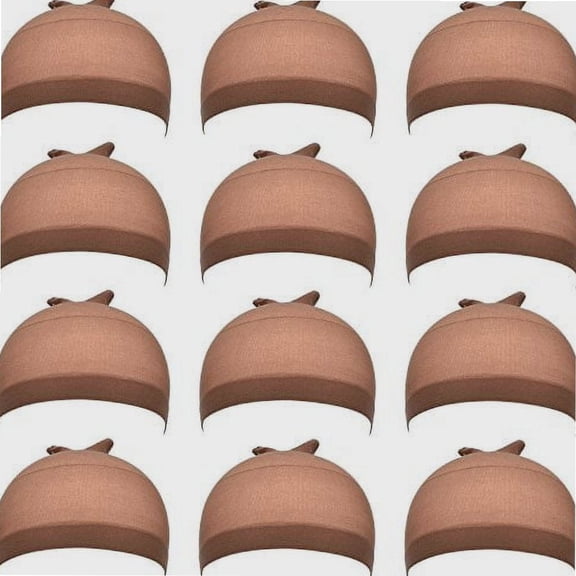 12 Pack Nylon Wig Caps for Women and Men (Light Brown)