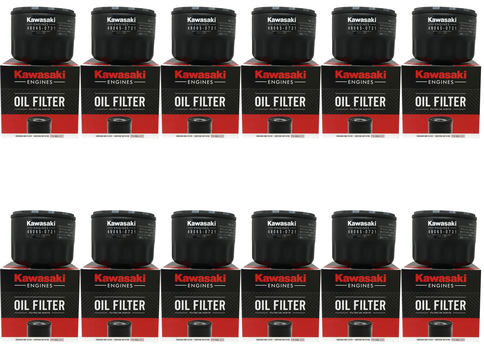 Kawasaki OEM Oil Filter 12 Pack, Model 49065-0721, Replaces 49065