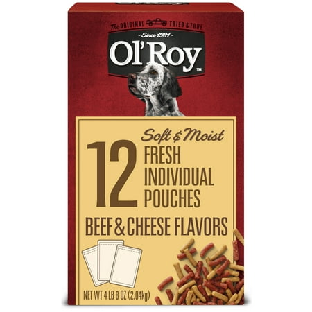 (12 Pack) Ol Roy Soft & Moist Beef & Cheese Flavor Dog Food Pouches