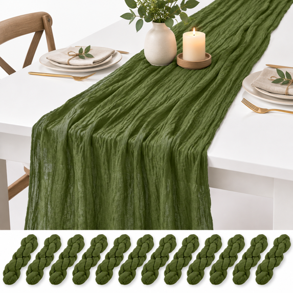 Rustic Modern Table Runner 12 Pack Olive Green Table Runner 10ft Cheesecloth Rustic Gauze Runners ...