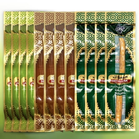 12 Pack Organic Miswak Sticks | Natural Wooden Toothbrushes for Whitening Teeth | Oral Health & Freshening Breath | 3 Flavors (Orig, Clove, Mint)