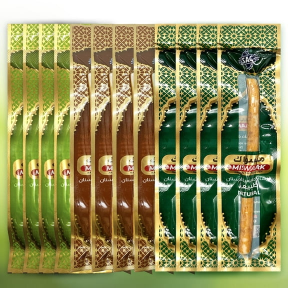 12 Pack Organic Miswak Sticks | Natural Wooden Toothbrushes for Whitening Teeth | Oral Health & Freshening Breath | 3 Flavors (Orig, Clove, Mint)