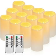 12 Pack Outdoor Plastic flameless Candles with Remote Control and Timer, LED Flickering Battery Operated Electric Pillar Candles,for Camping, Weddings, Home Decoration