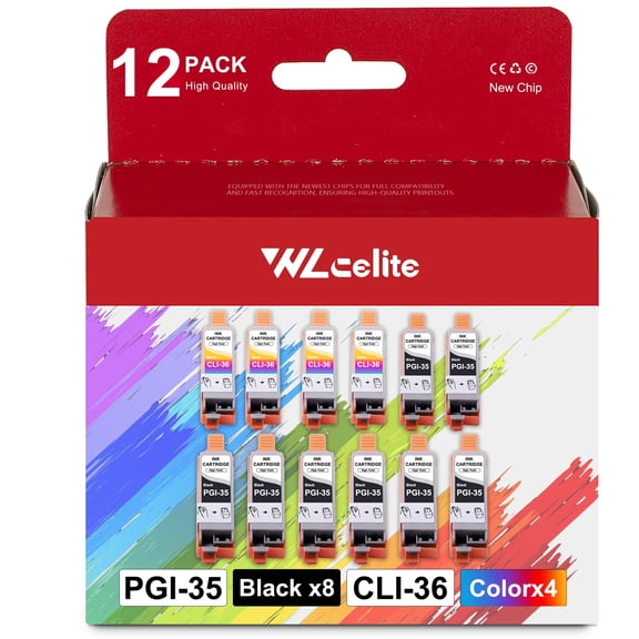 PGI 35 CLI 36 Ink Cartridge Replacement for Canon 35 36 Ink Combo Pack for iP100 iP110 Printer12 Pack