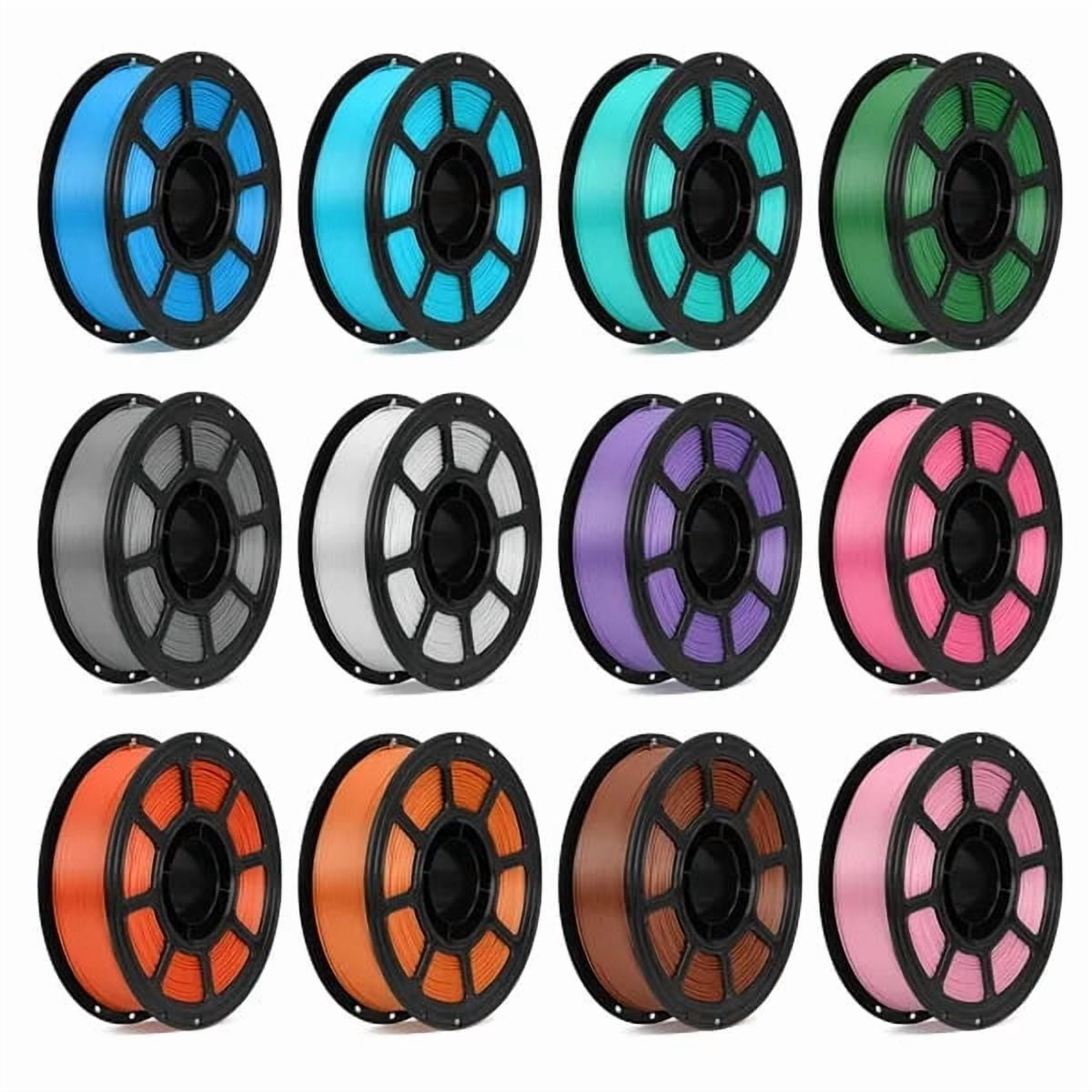 12 Pack PLA 3D Printer Filament Set, 12 Assorted Classic Colors 1.75mm Multicolor PLA Printing Material, Perfect for DIY Crafts, Models, Prototyping, Compatible with Most FDM 3D Printers