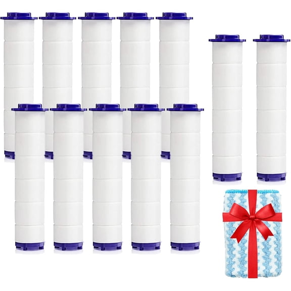 12 Pack PP Cotton Replacement Filter Cartridges with Cleaning Towel, Compatible with High Pressure Turbo Vortex Handheld Shower Heads