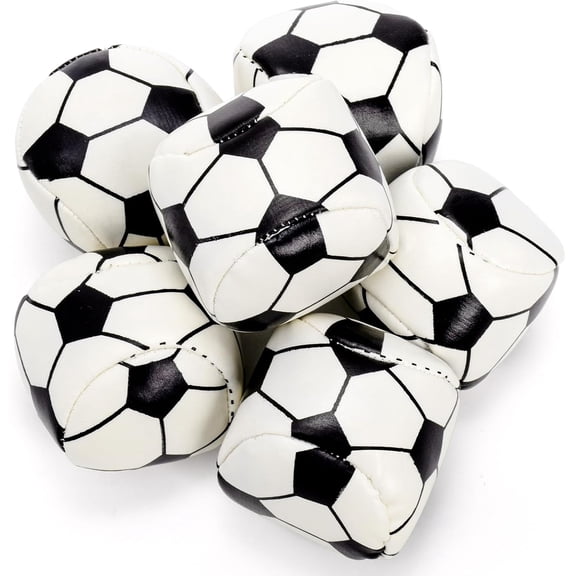 12-Pack PU Leather Football Design Juggling Balls for Adults, 1.95 Inch Soft Touch Hacky Sacks for Footwork & Coordination Training, Indoor Outdoor Practice Set
