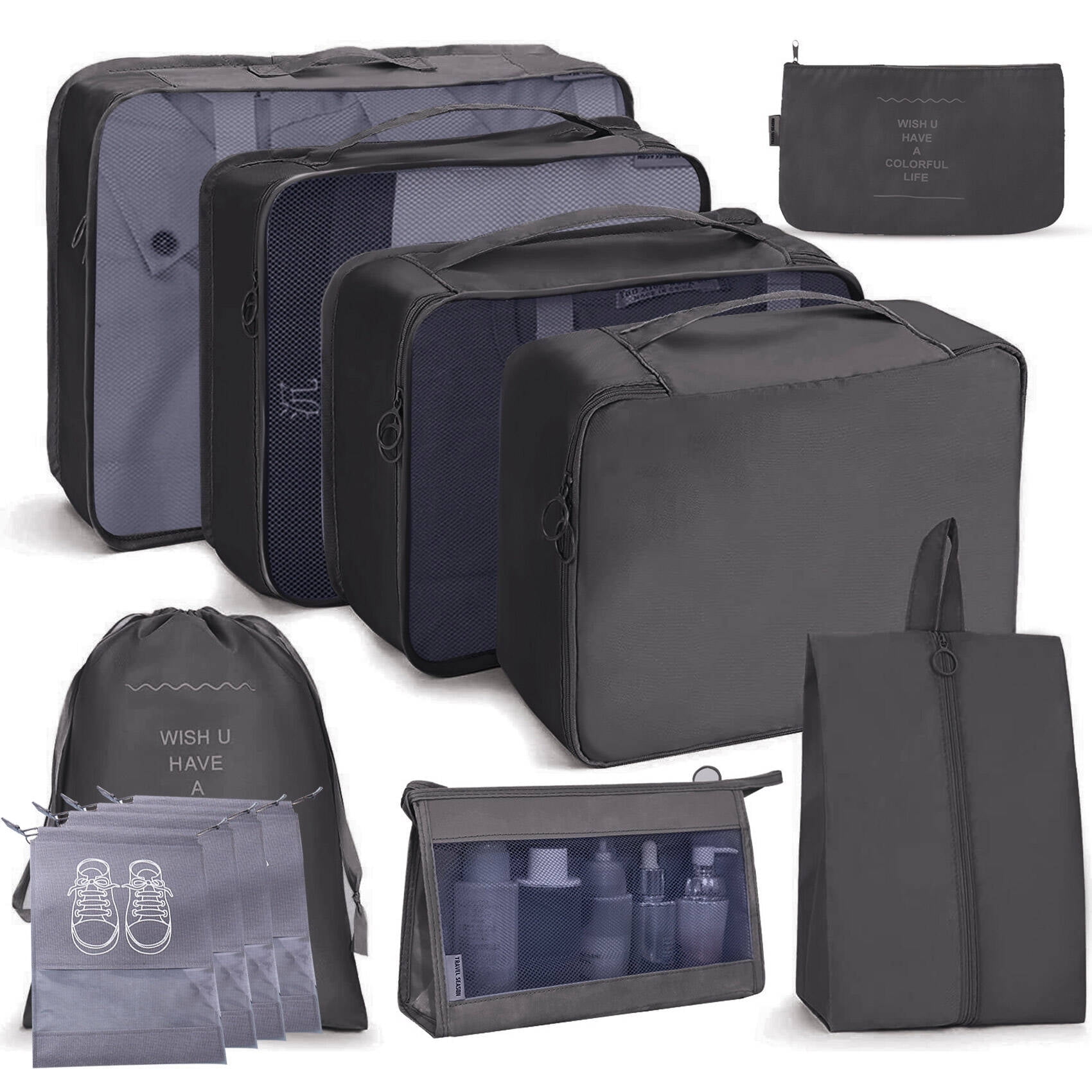 DAILISHA 12 Pack Packing Cubes Set - Luggage Packing Organizers for Travel Accessories Must-Have Compression Cubes for Neat Luggage Fits Carry-Ons, Suitcases & Backpacks