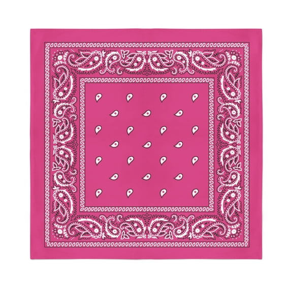 12-Pack Paisley 100% Cotton Double Sided Bandanas (Hot Pink)