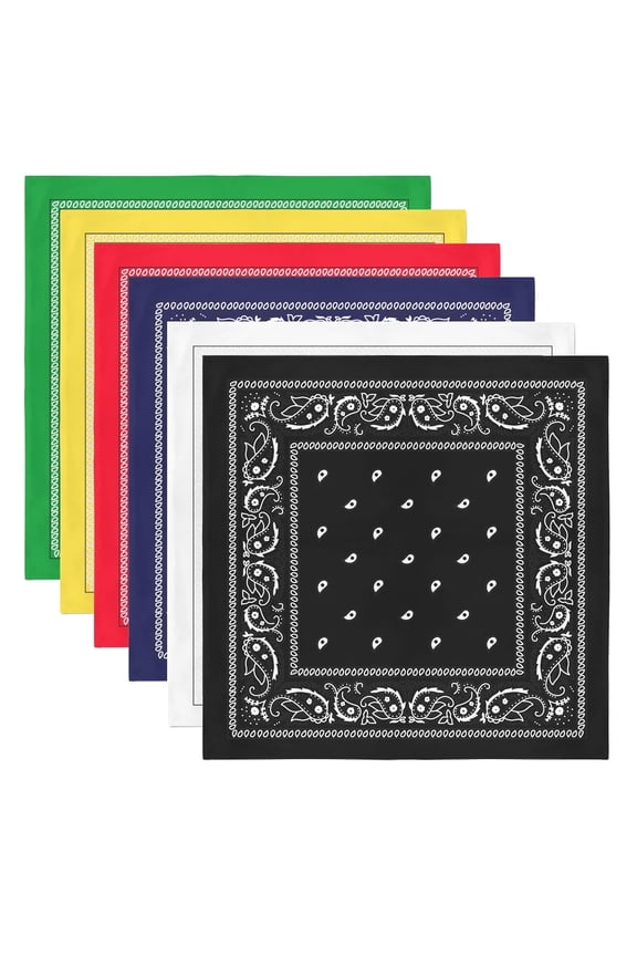 Double Sided 100% Cotton Bandana Paisley Mix Colors 12-Pack