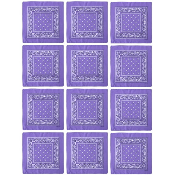 12 Pack Paisley Pattern Bandanas Headband Multipurpose for Men Women 22 x 22 - Lavender