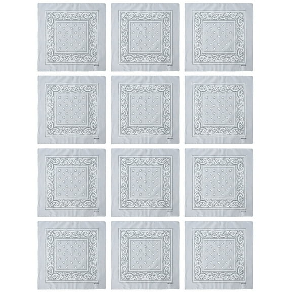 12 Pack Paisley Pattern Bandanas Headband Multipurpose for Men Women 22 x 22 - Light Gray