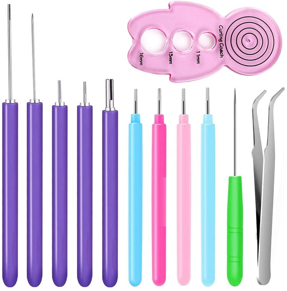 Floranea Paper Quilling Tools Kit – 4 Slotted Needle Pens (Rose, Blue, Pink, Light Blue), DIY Craft