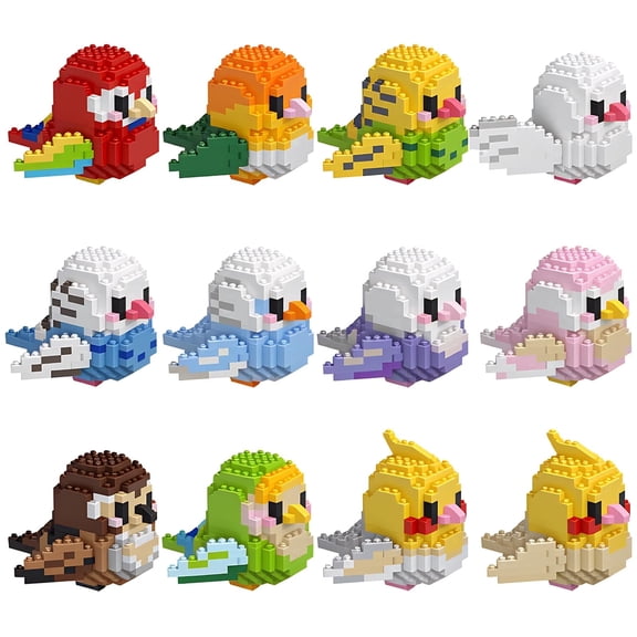 12 Pack Parrot Building,Mini Blocks Building Sets for Adults,Cute Bird Building Blocks Gift Box,Parrot Toys for Party Favors Goodie Bag Stuffers Classroom Gifts
