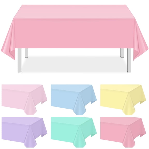 12 Pack Pastel Color Disposable Tablecloths, Rectangle Plastic Table Covers for Parties, Baby Showers, Weddings, Birthdays, Easter, Ice Cream Party Decoration, 54 x 108 Inch