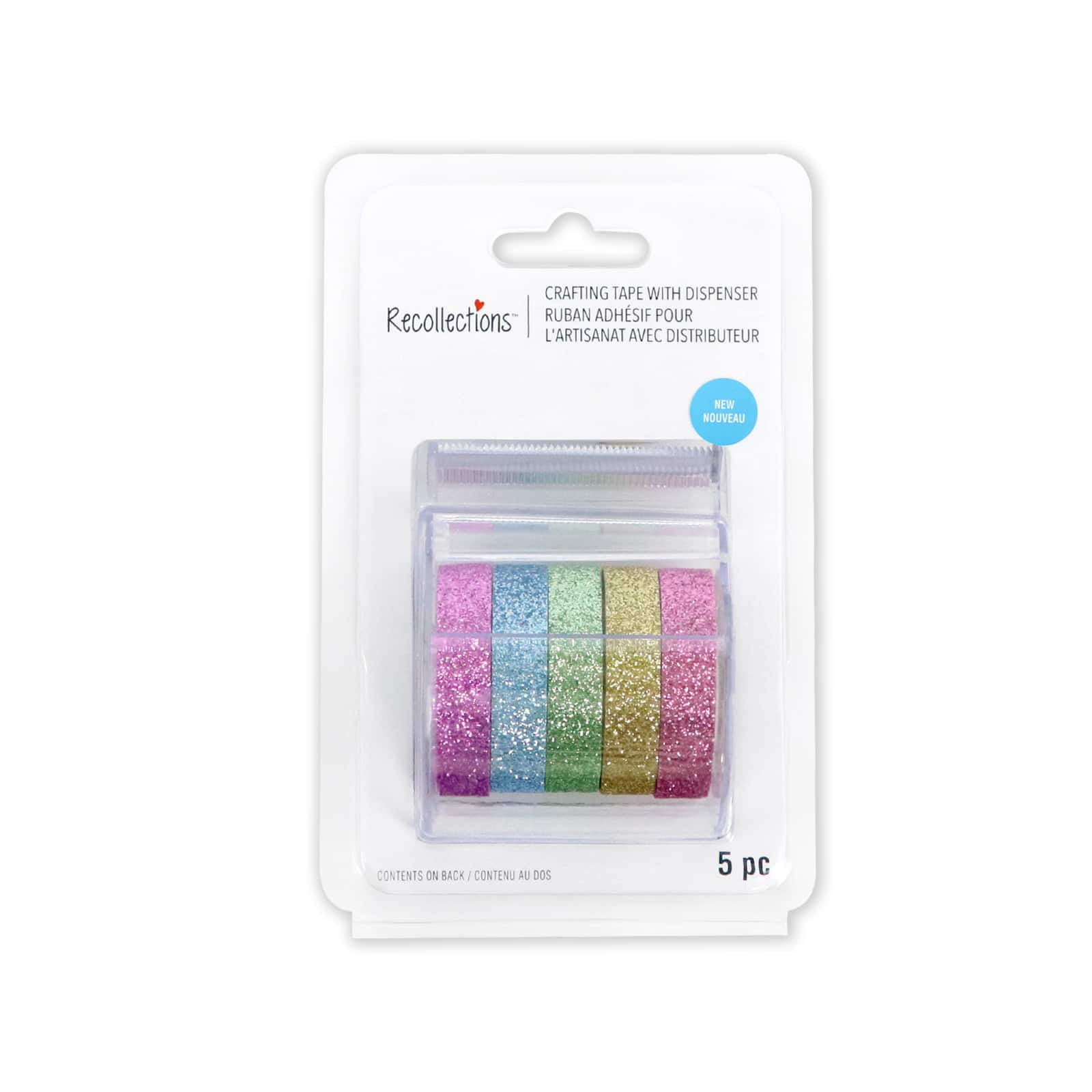 12 Pack Pastel Glitter Crafting Tape & Dispenser Set by Recollections™