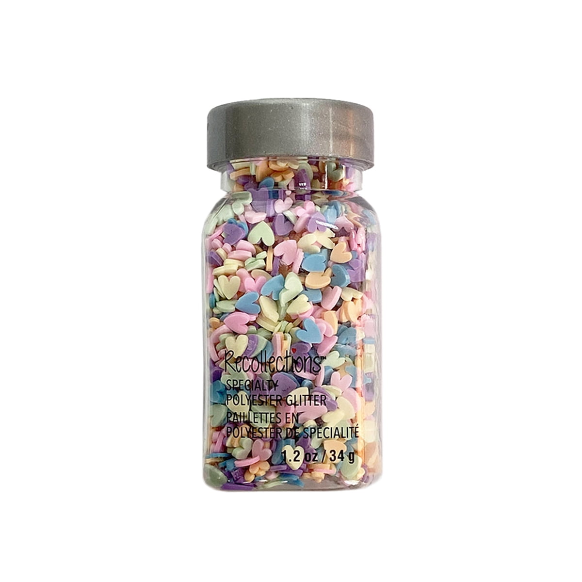 Recollections Pastel Hearts Specialty Polyester Glitter, 12 Pack