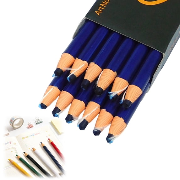 12 Pack Peelable Peel-Off China Wax Grease Pencils, 6.69in Fade-Proof Non-Sharpening Multi-Surface Drawing Markers, Blue