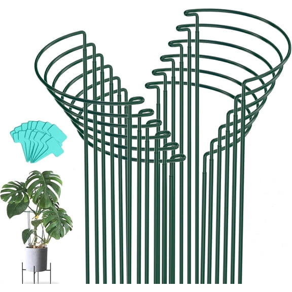 12 Pack Peony Cages and Supports, 32 Inch Adjustable Plant Stakes for Outdoor Plants, Plant Support Stakes, Peony Cage with 15 Pcs Twist Ties, Flower Stakes Peonies Support Cages for Plants