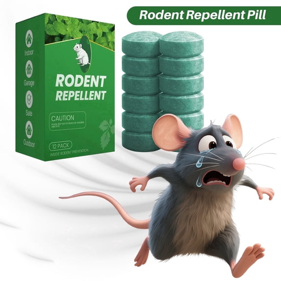 12 Pack Peppermint Oil Rodent Repellent, Natural Deterrent for Mice Rats Squirrels, Indoor & Outdoor Use, Family & Pet Safe for Home Cars Garages RVs