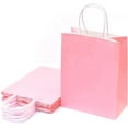 thumbnail image 1 of 12 Pack Christmas Pink Gift Bags (10.5x8x4.25 In): Medium Kraft Paper Bags with Handles for Birthdays, Shower, Wedding, Shopping, Events, Treats, Business Tchotchkes, Retail, Bakery & Presents., 1 of 6