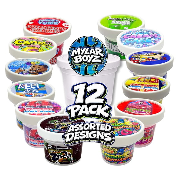 12 Pack Pint Style Retail Packaging Containers with Lids Assorted Exotic Designs