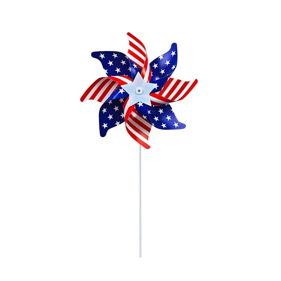 12 Pack Pinwheels Patriotic Decorations, American Flag on Stick Wind Spinners with Stake for Independence Day, Memorial Day Julys of 4th Party Supplies