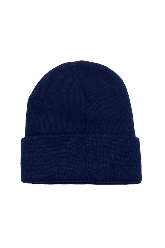 12 Pack Plain Long Cuffed Men's Beanies Skullies Multipack Bulk (Navy Blue)
