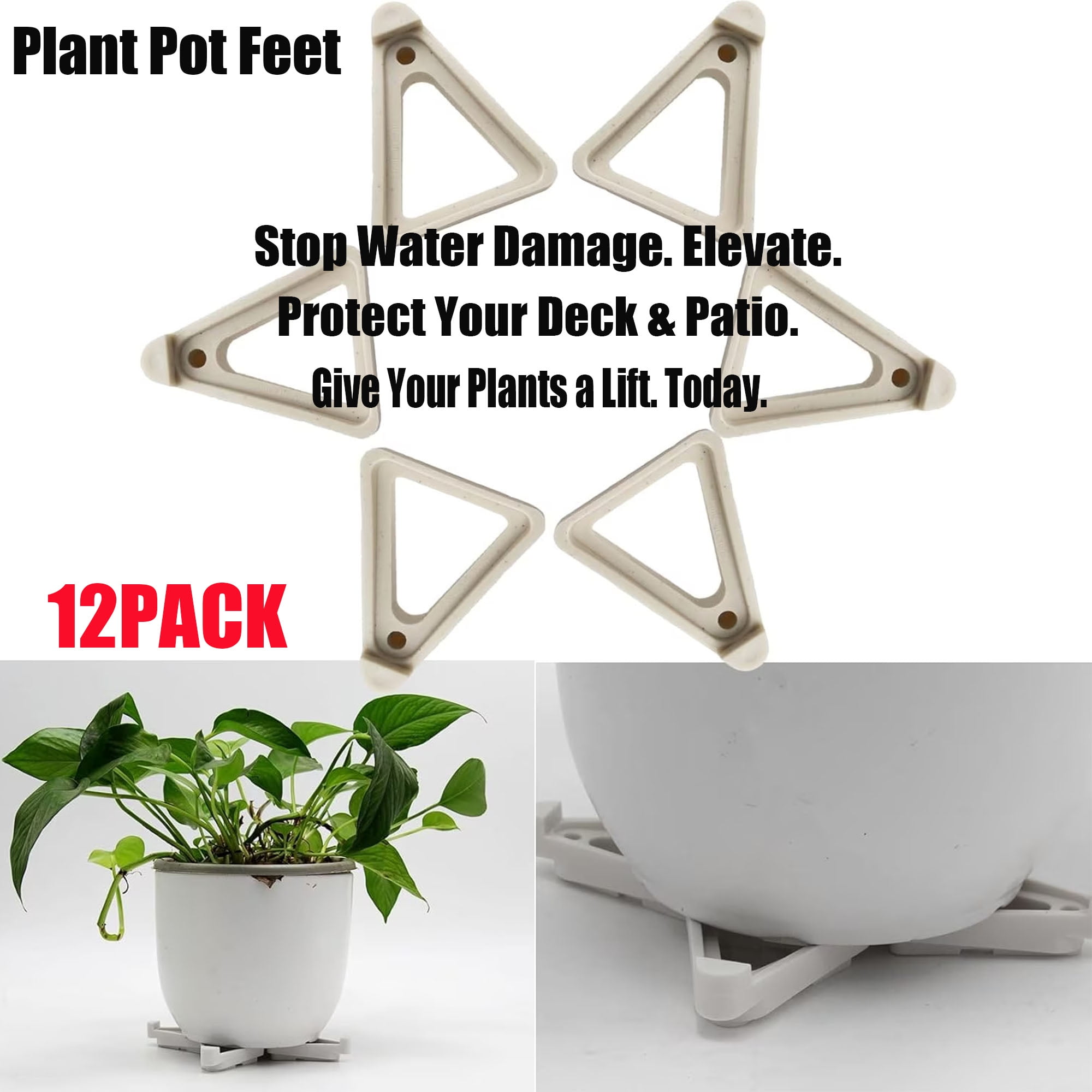 12-Pack Plant Pot Feet, Planter Risers for Indoor & Outdoor Use ...