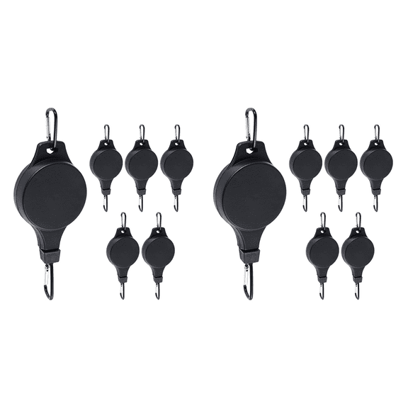 12 Pack Plant Pulley Retractable Hanger Adjustable Height Wheel for Hanging Plants Indoor Black