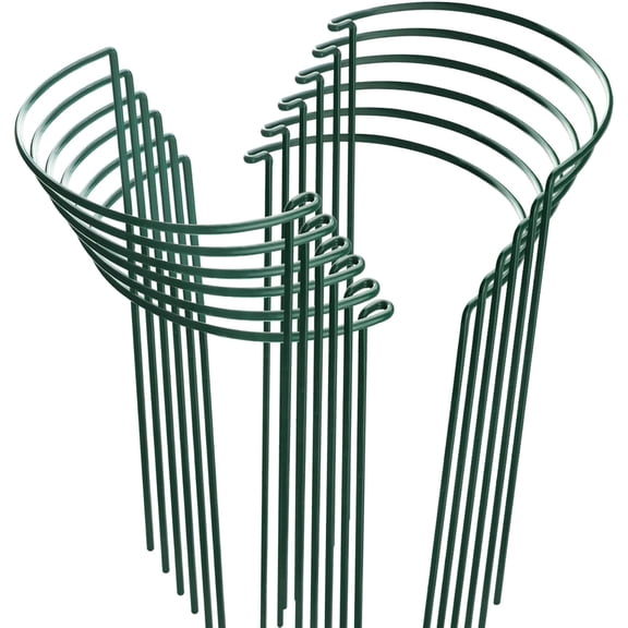 12 Pack Plant Stakes for Indoor Plants, Metal Garden Peony Support Cages, Outdoor Plant Supports Ring Prop, Large Plant Stake for Hydrangea,Rose,Flower,Vine,Potted Plants (10" W x 15.8" H)