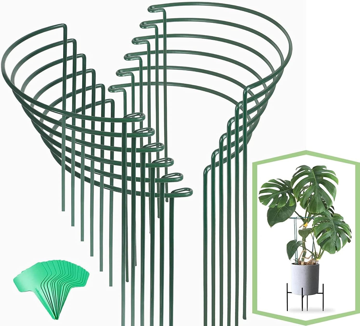12 Pack Plant Support Stakes, 16 Inch Stakes for Outdoor Plants, Peony Cages and Supports, Cage with 15 Pcs Twist Ties, Flower Peonies Plants