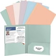 thumbnail image 1 of 12 Pack Pocket Folders Plastic,6 Assorted Pastel Colors Heavy-Duty Plastic Folders with 2 Pockets, Letter Size Paper File Folders for Home, Office, 1 of 4